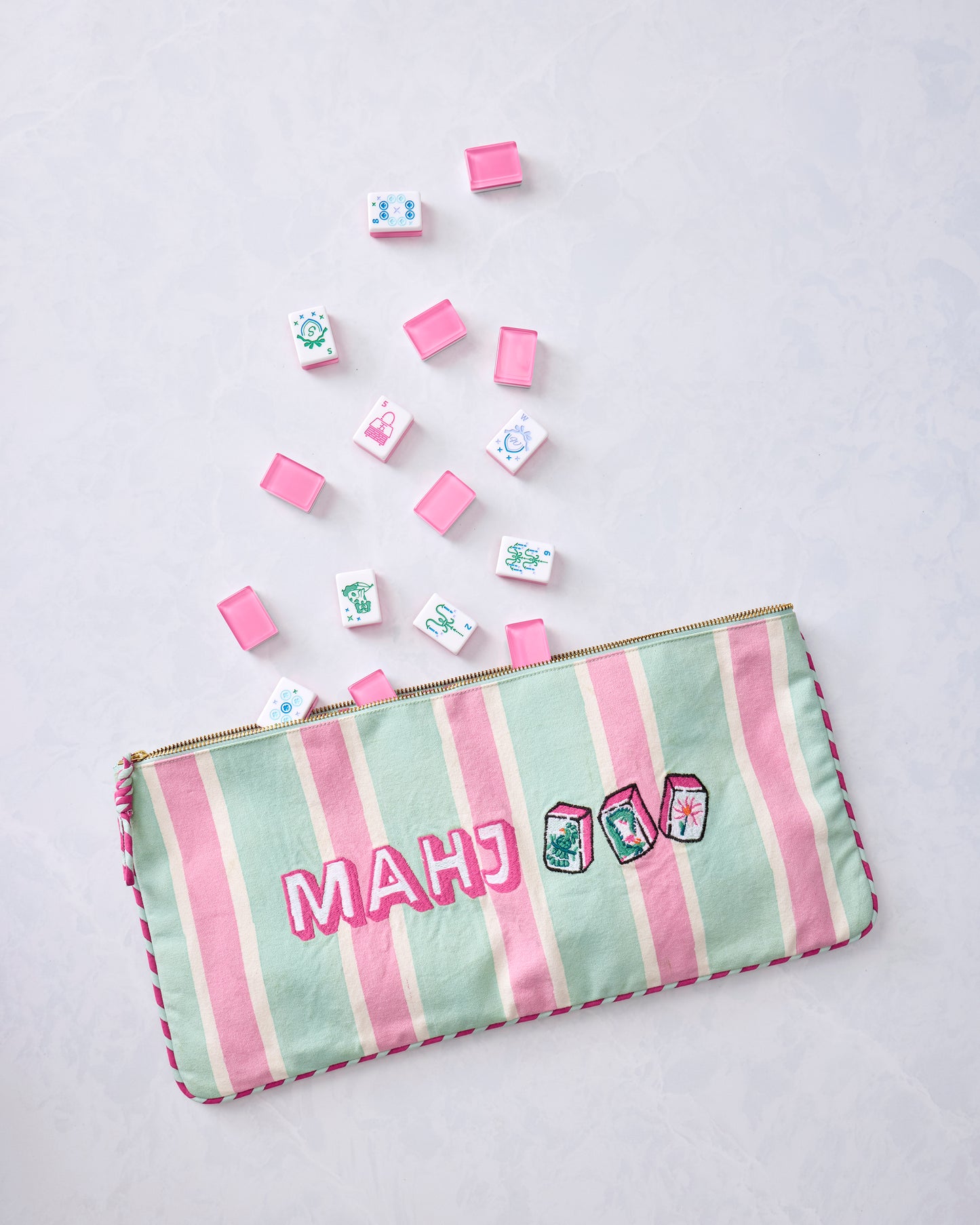 Mah Jongg Menagerie - Mah Jongg Tile Bag - Pale Jade
