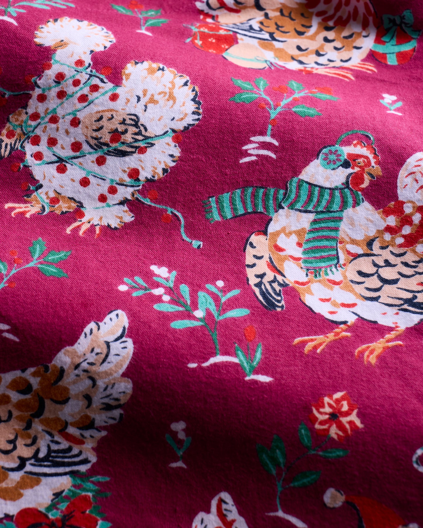 Holiday Hens - Men's Lightweight Flannel Long PJ Set - Burgundy