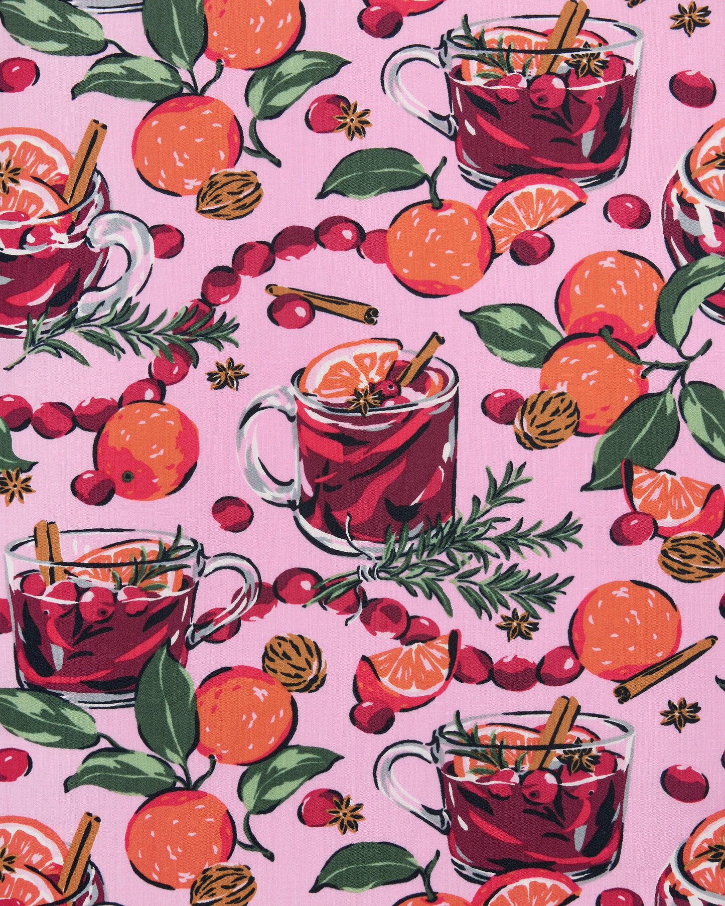 Mulled Wine - Back to Bed Cropped Pant Set - Pink Tinsel - Printfresh