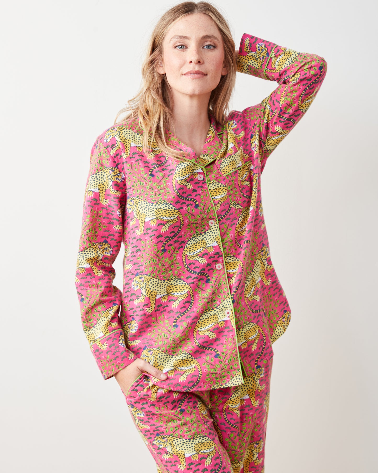 Bagheera - Lightweight Flannel Long PJ Set - Hot Pink - Printfresh