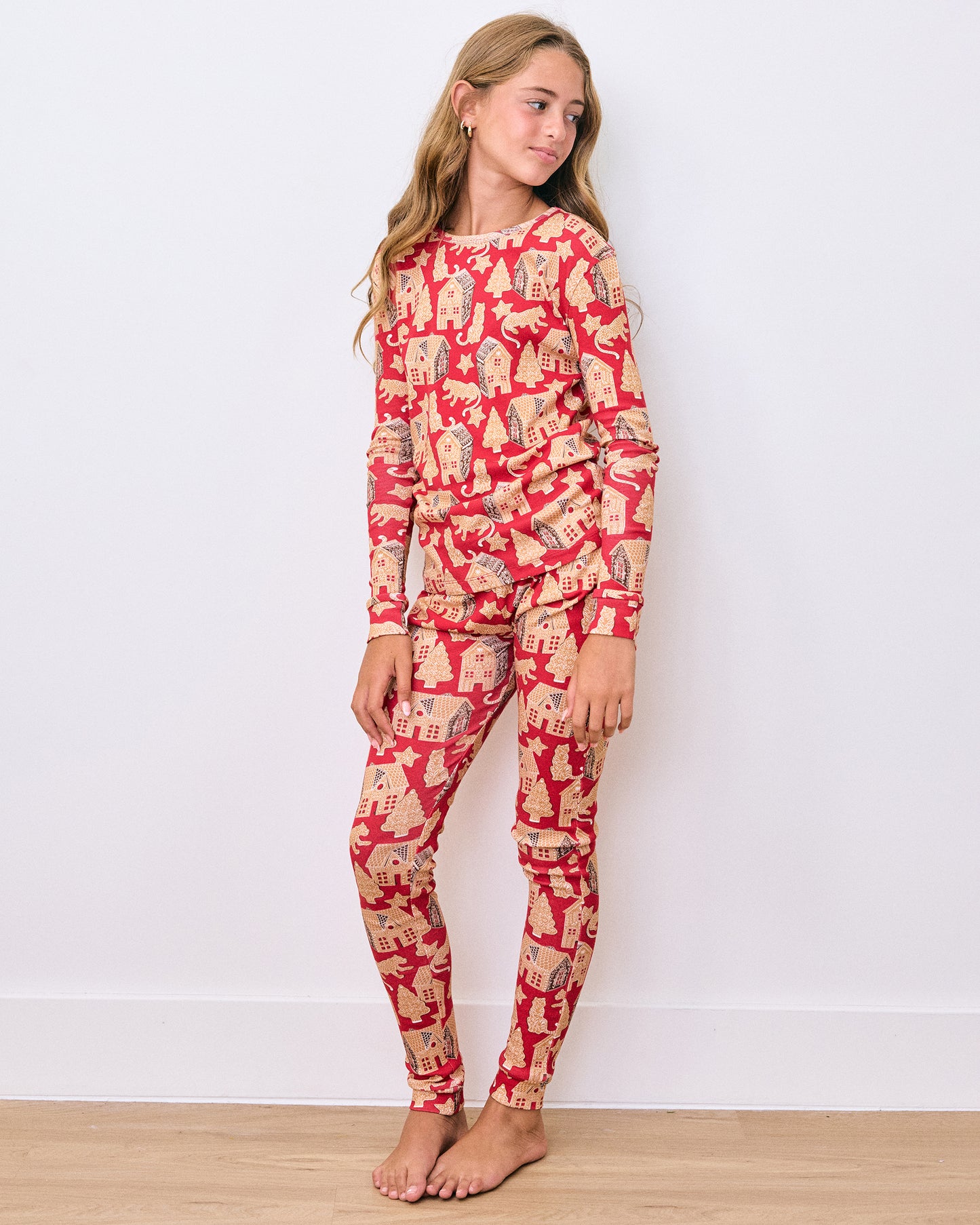 Gingerbread Party - Kids Snug Fit PJ Set - Ruby - Printfresh