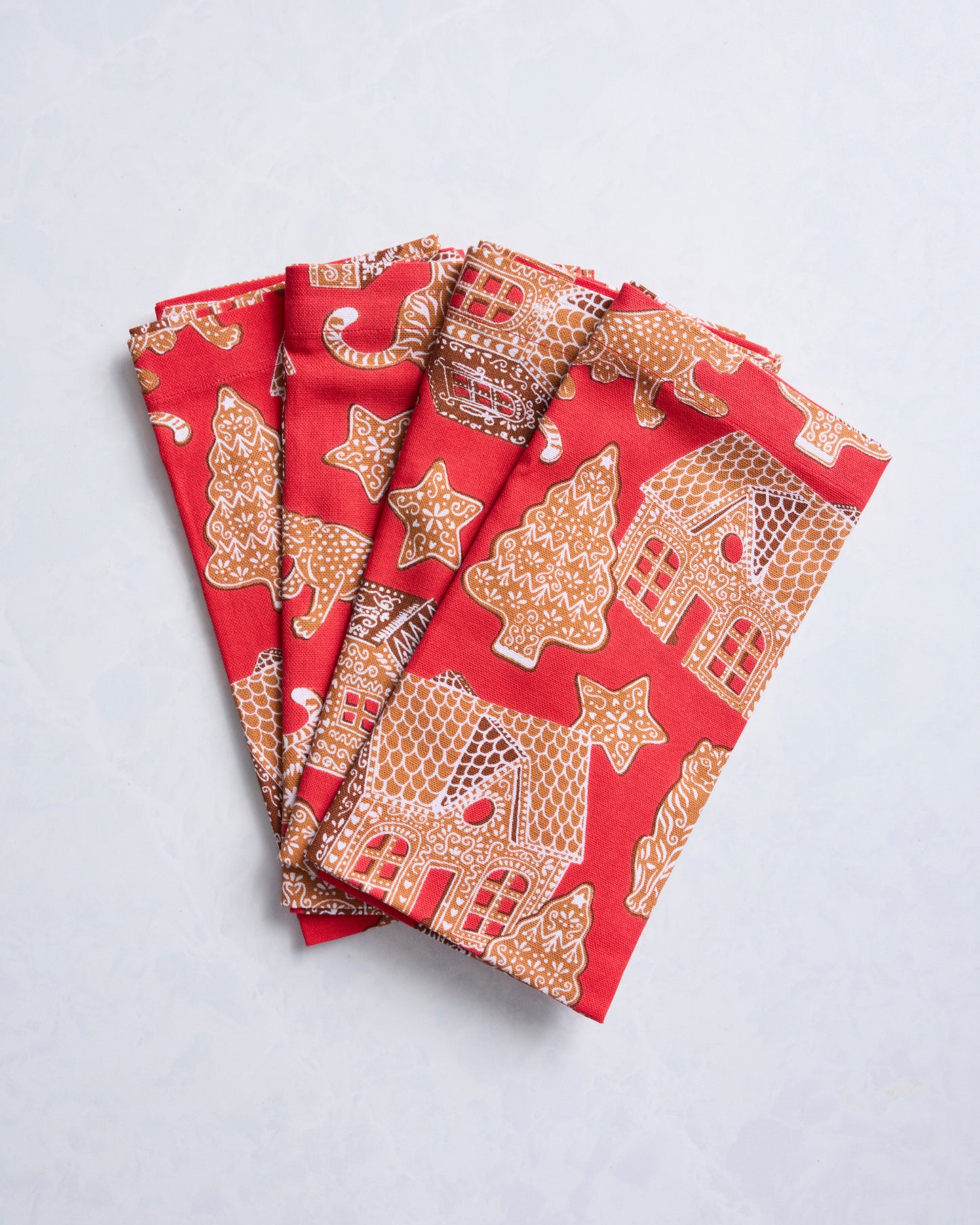 Gingerbread Party - Dinner Napkins Set of 4 - Ruby - Printfresh