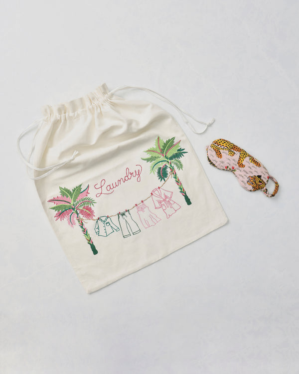 Embroidered Laundry Bag & Eye Mask