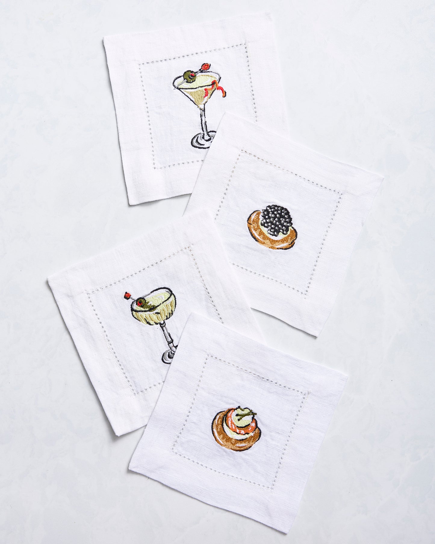 Blinis & Martinis - Set of 4 Cocktail Napkins - Matchbook Red - Printfresh