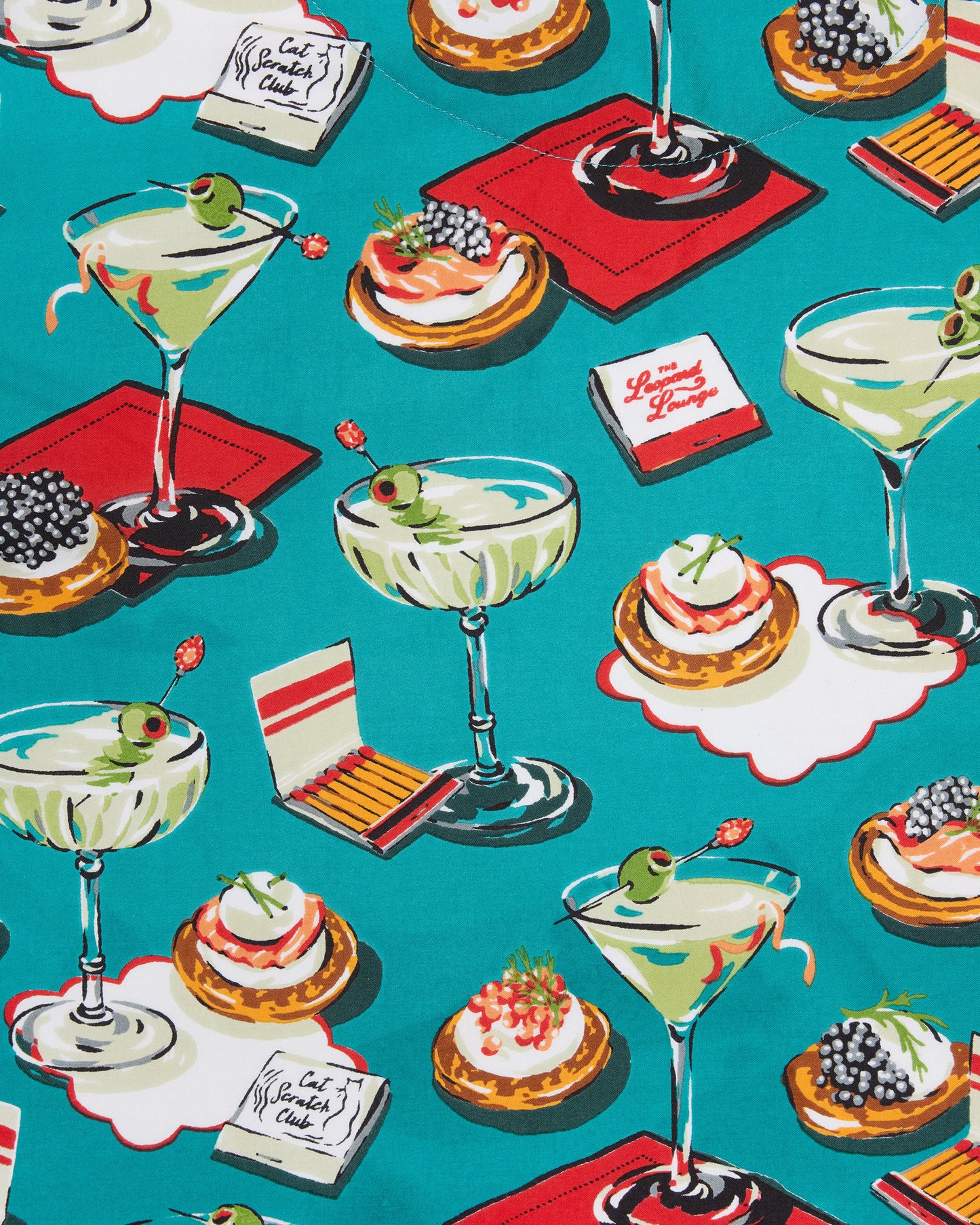 Blinis & Martinis - Eco Satin Charleston Bow - Mid Century Blue - Printfresh