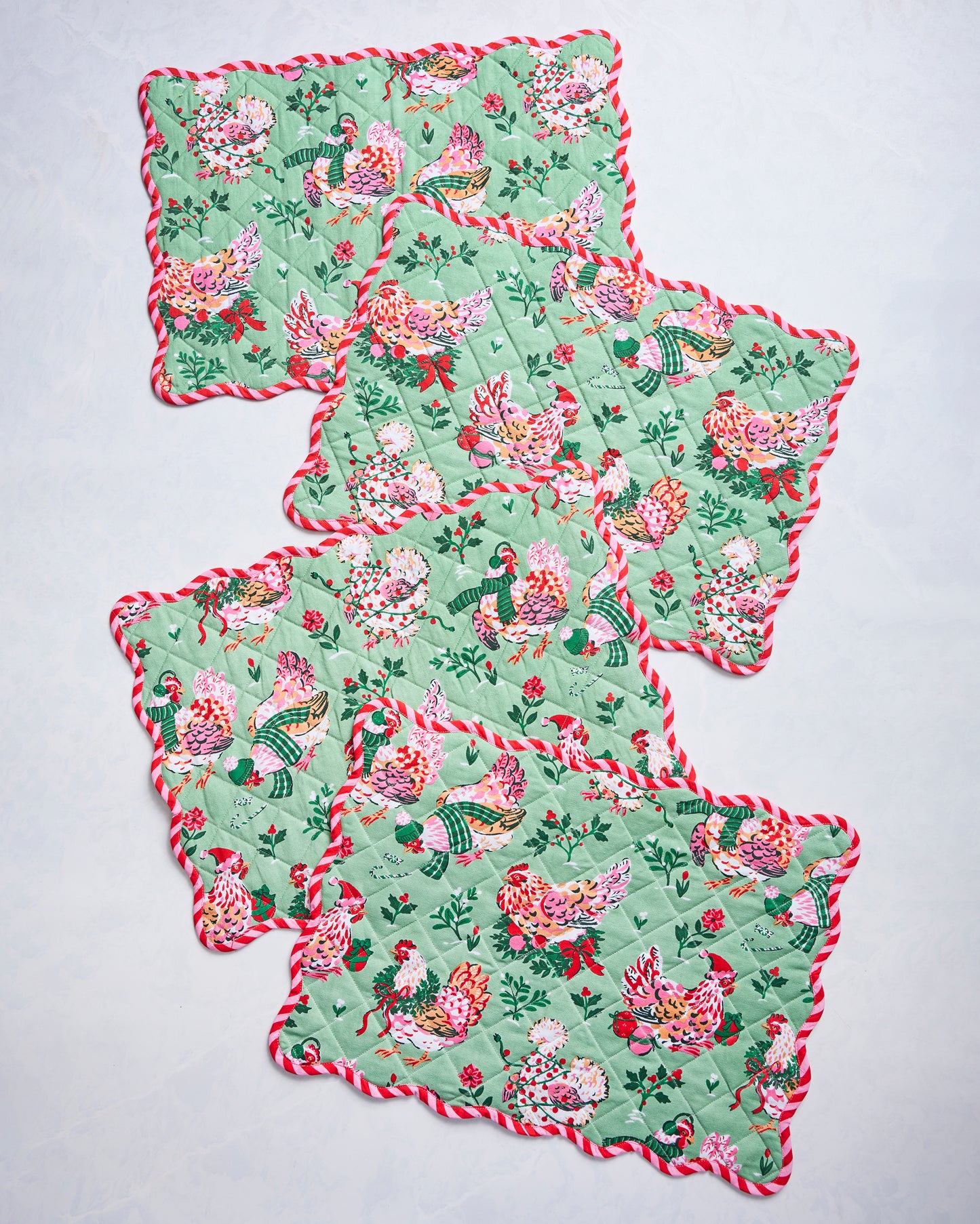 Holiday Hens - Set of 4 Placemats - Sage - Printfresh