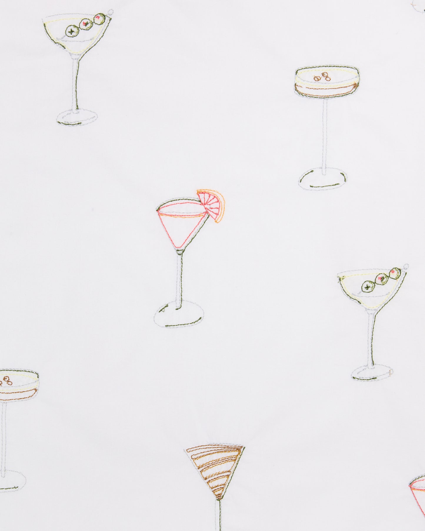 Martini Hour - Embroidered Long PJ Set - Cloud - Printfresh