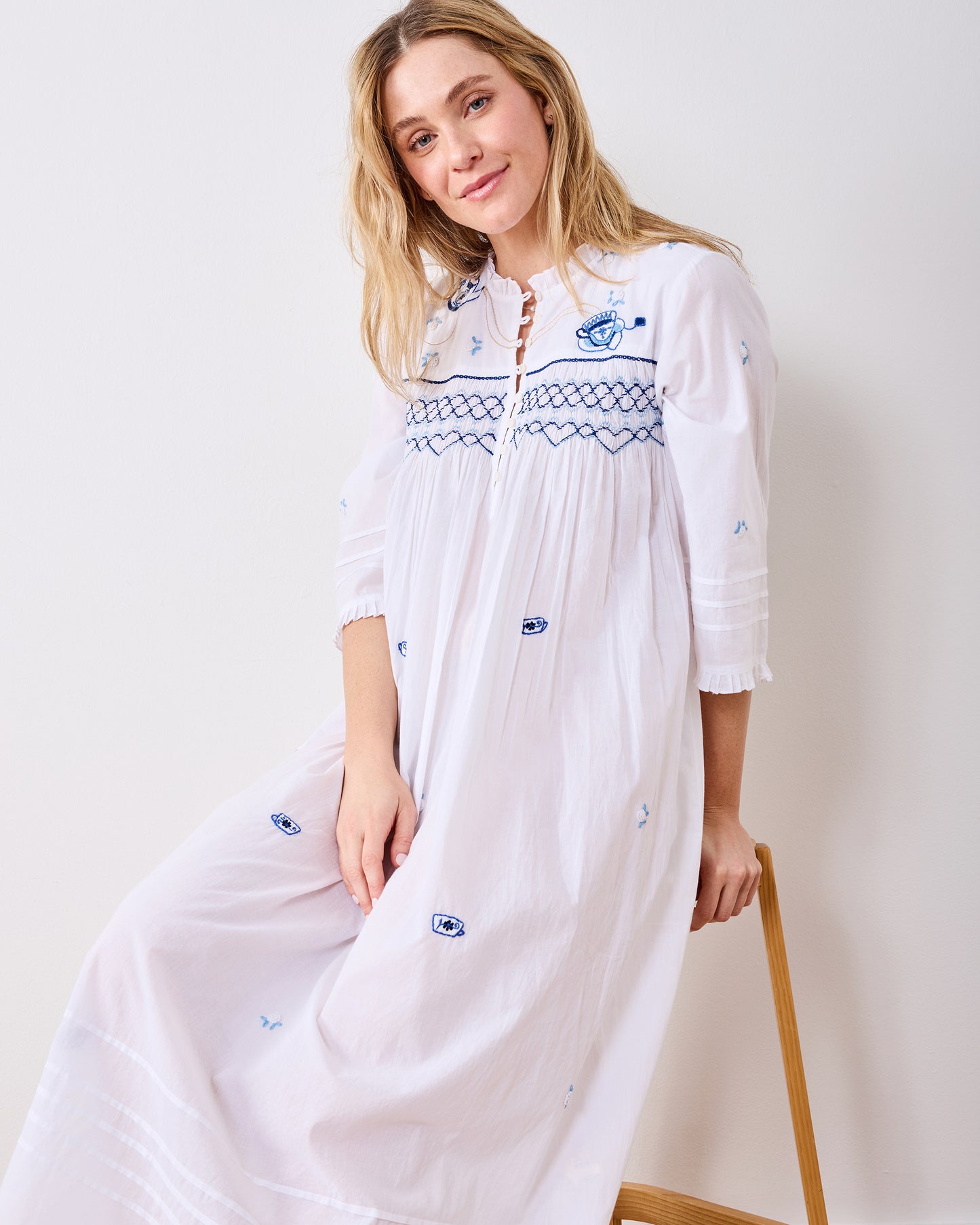 High Tea Toile - Dreamscape Nightgown - Notting Hill Blue - Printfresh