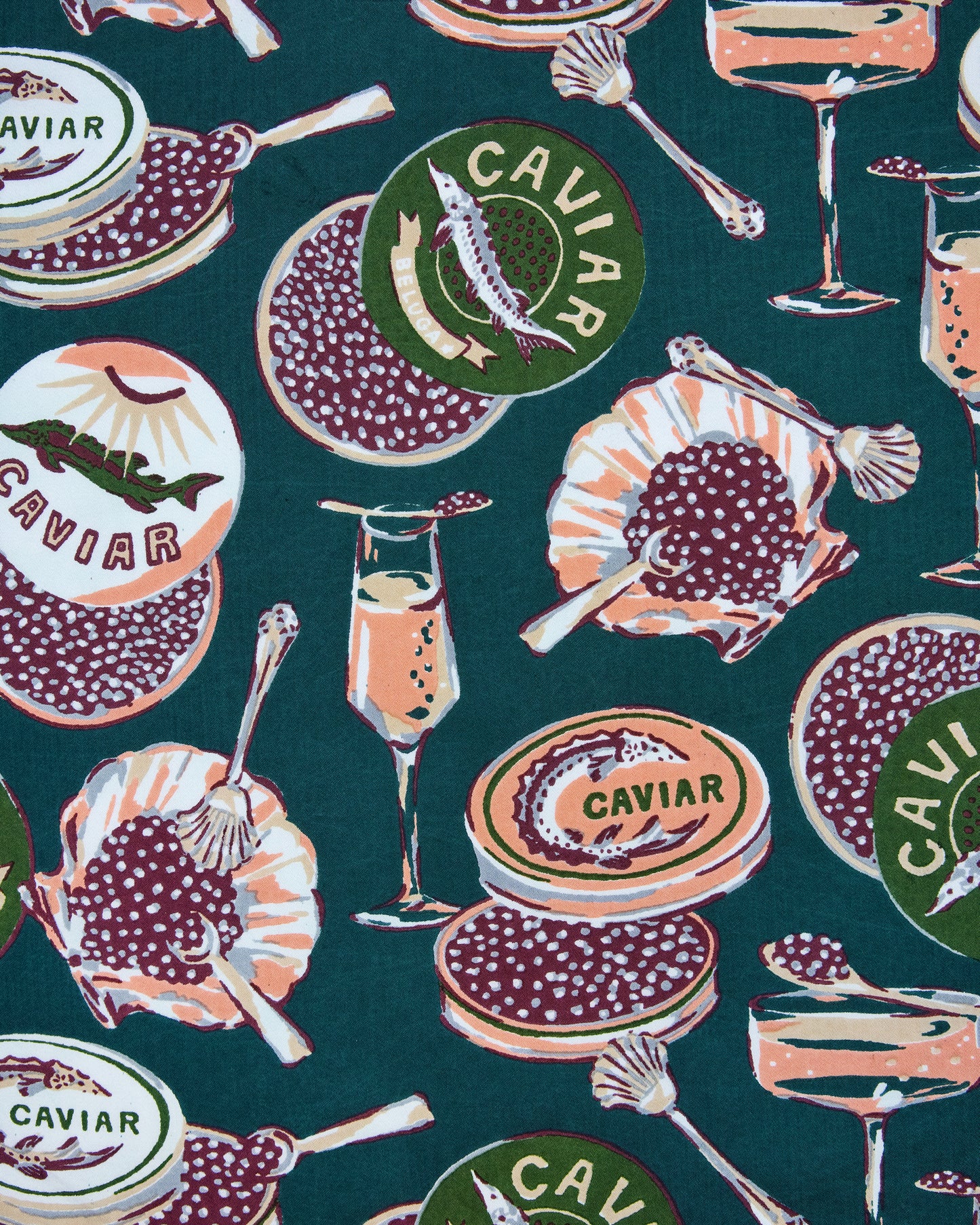Champagne & Caviar - Set of 2 Tea Towels - Peacock Feather