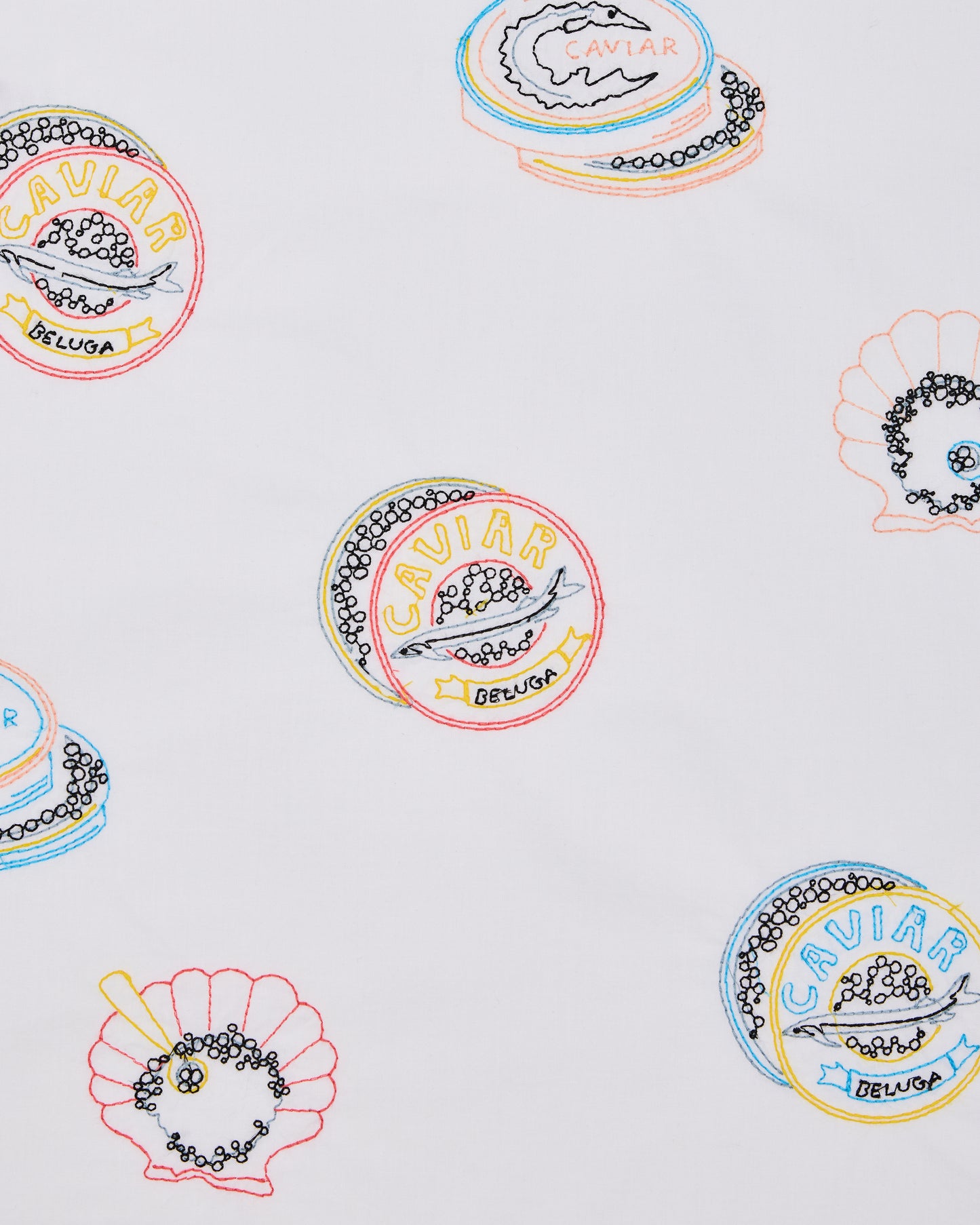 Embroidered Caviar Club - Everyday Button Down - Pearl