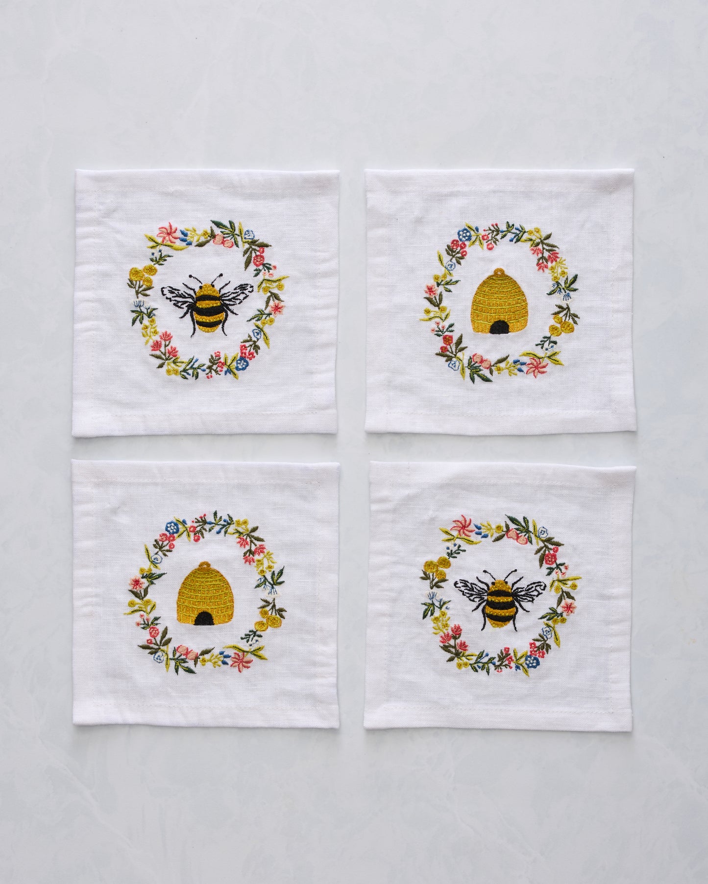 Sweet Bee - Cocktail Napkins Set of 4 - Soft Blue - Printfresh