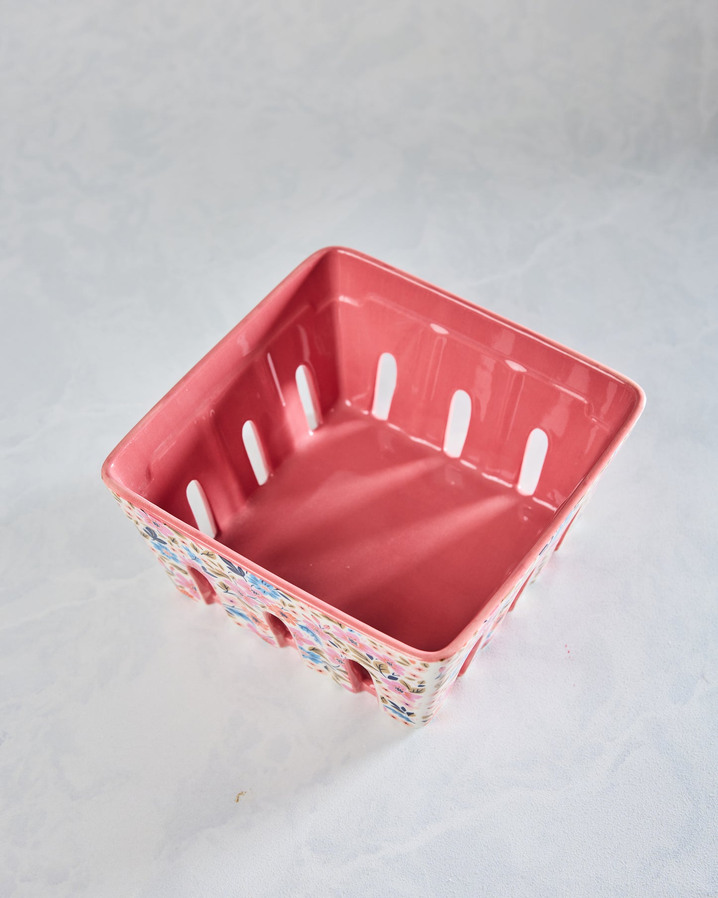 Pink - Floral Ceramic Berry Basket - Core Home - Printfresh