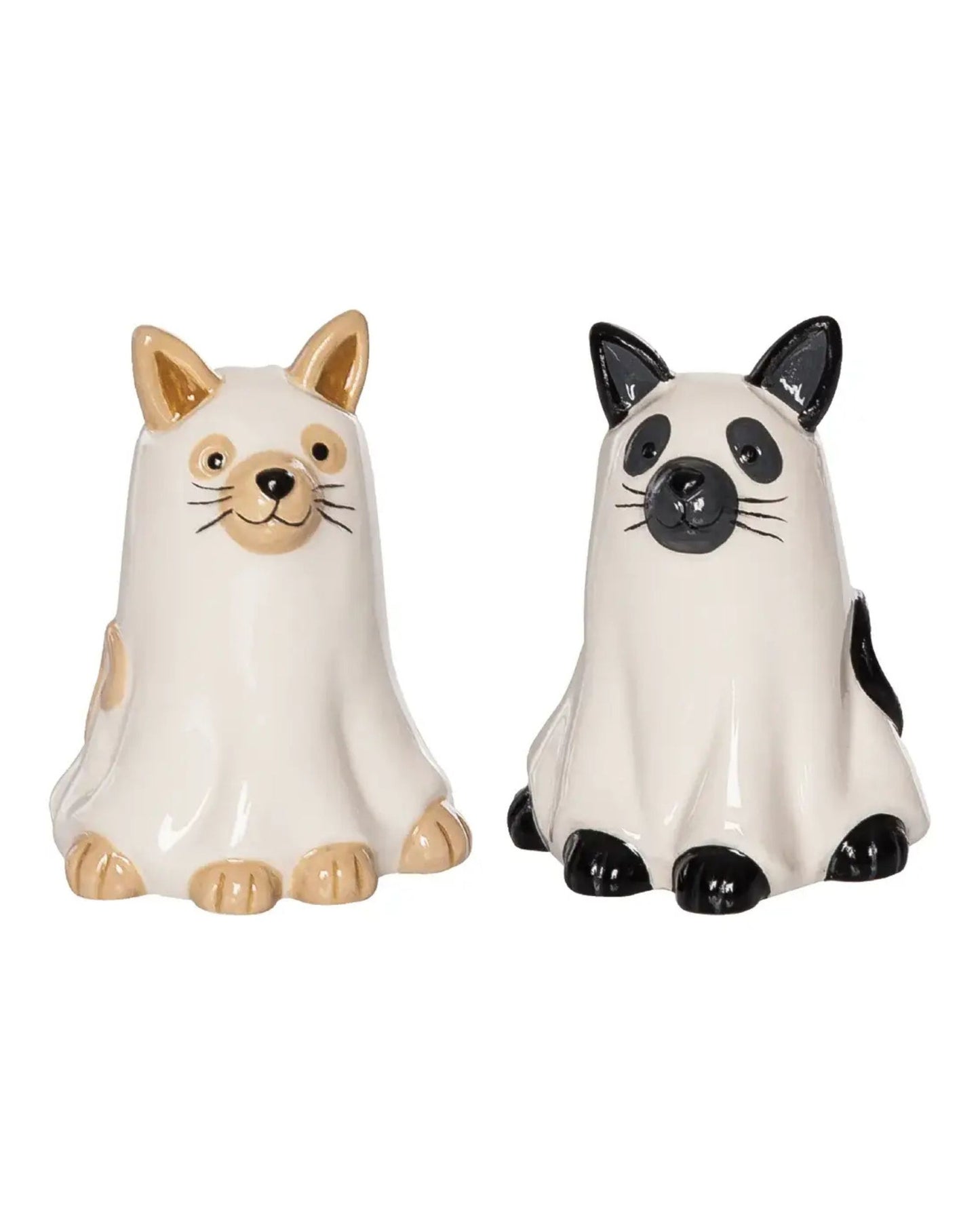 Multi - Halloween Ghost Cats Salt & Pepper Shaker Set - C&F Home