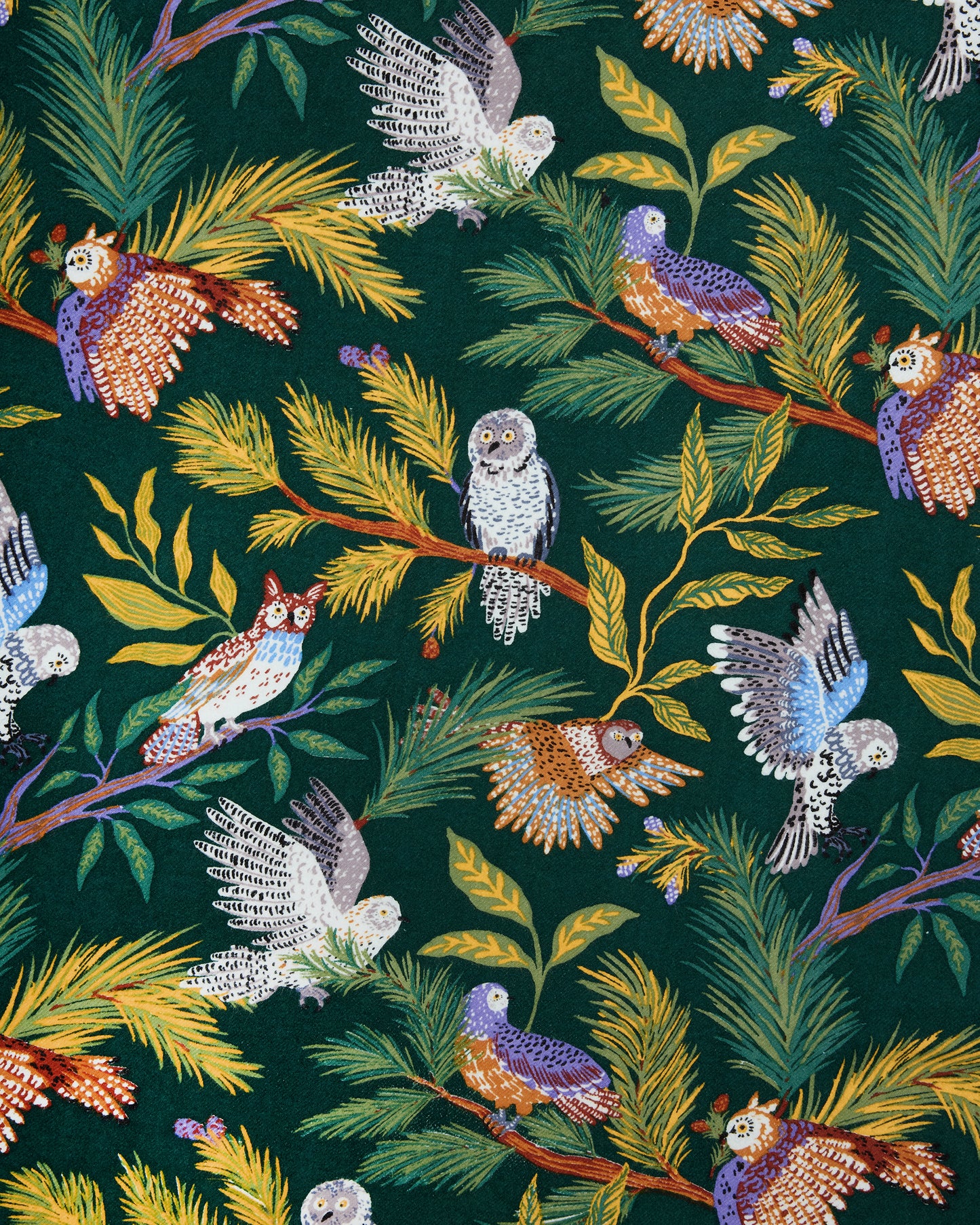 Wise Owls - Midweight Flannel Long PJ Set - Pine Tree - Printfresh