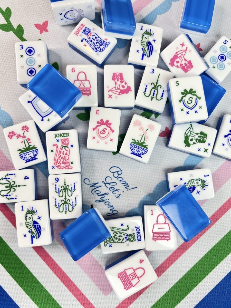 Grandmillennial Mahjong Tiles With Mat & Shufflers - Bam! Let's Mahjong - Printfresh