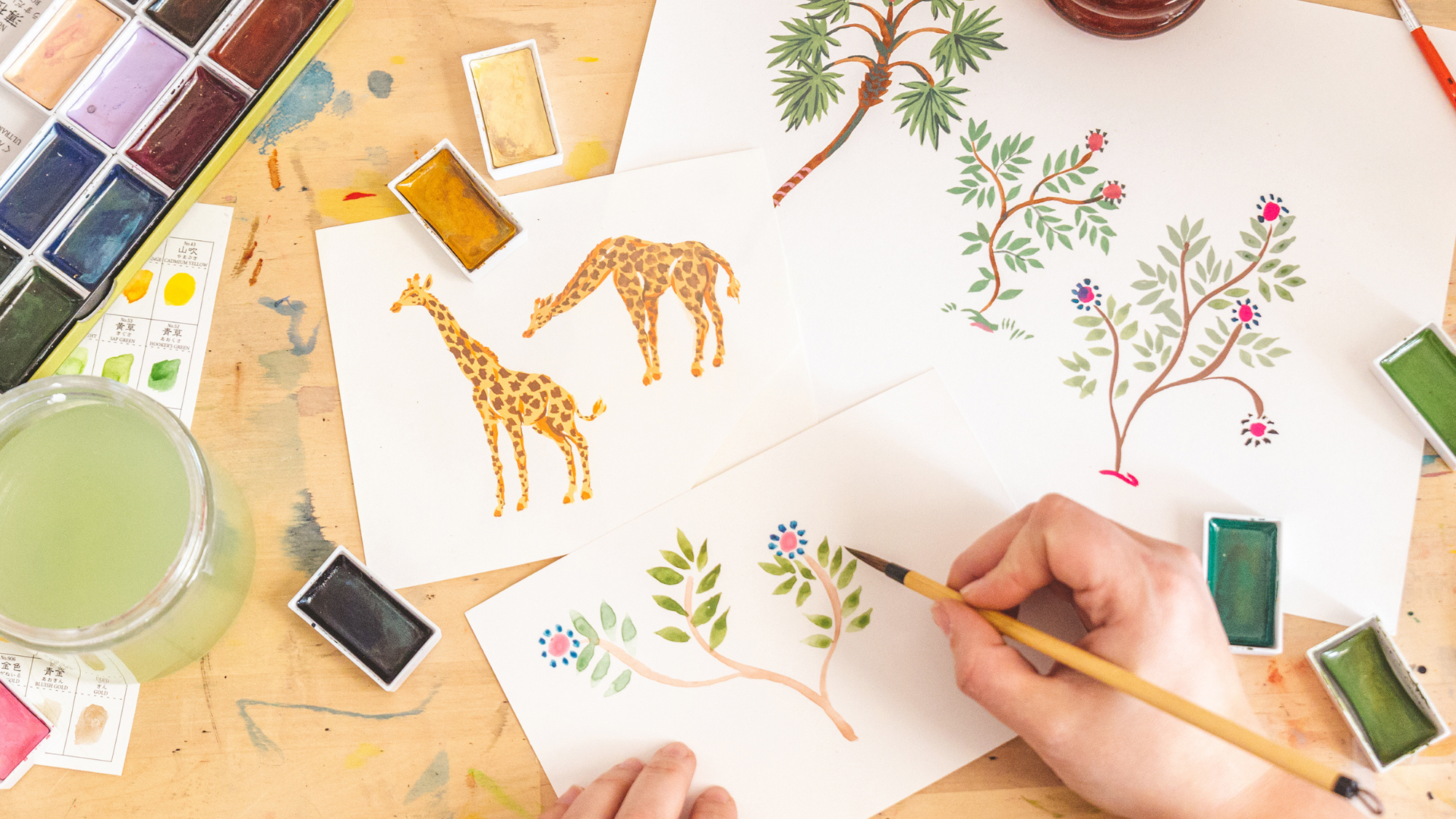 Grazing Giraffes Painting