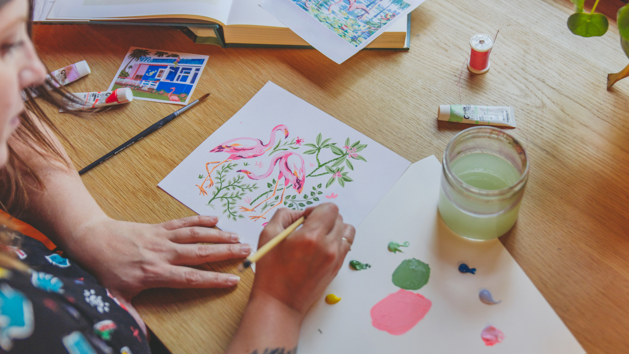 Behind the Print: Flock of Flamingos
