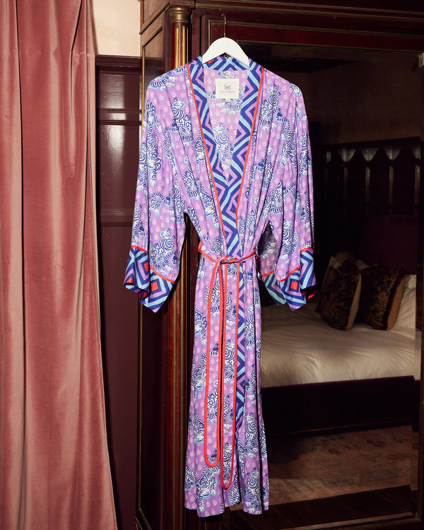 Tiger Queen - Satin Robe - Amethyst - Printfresh