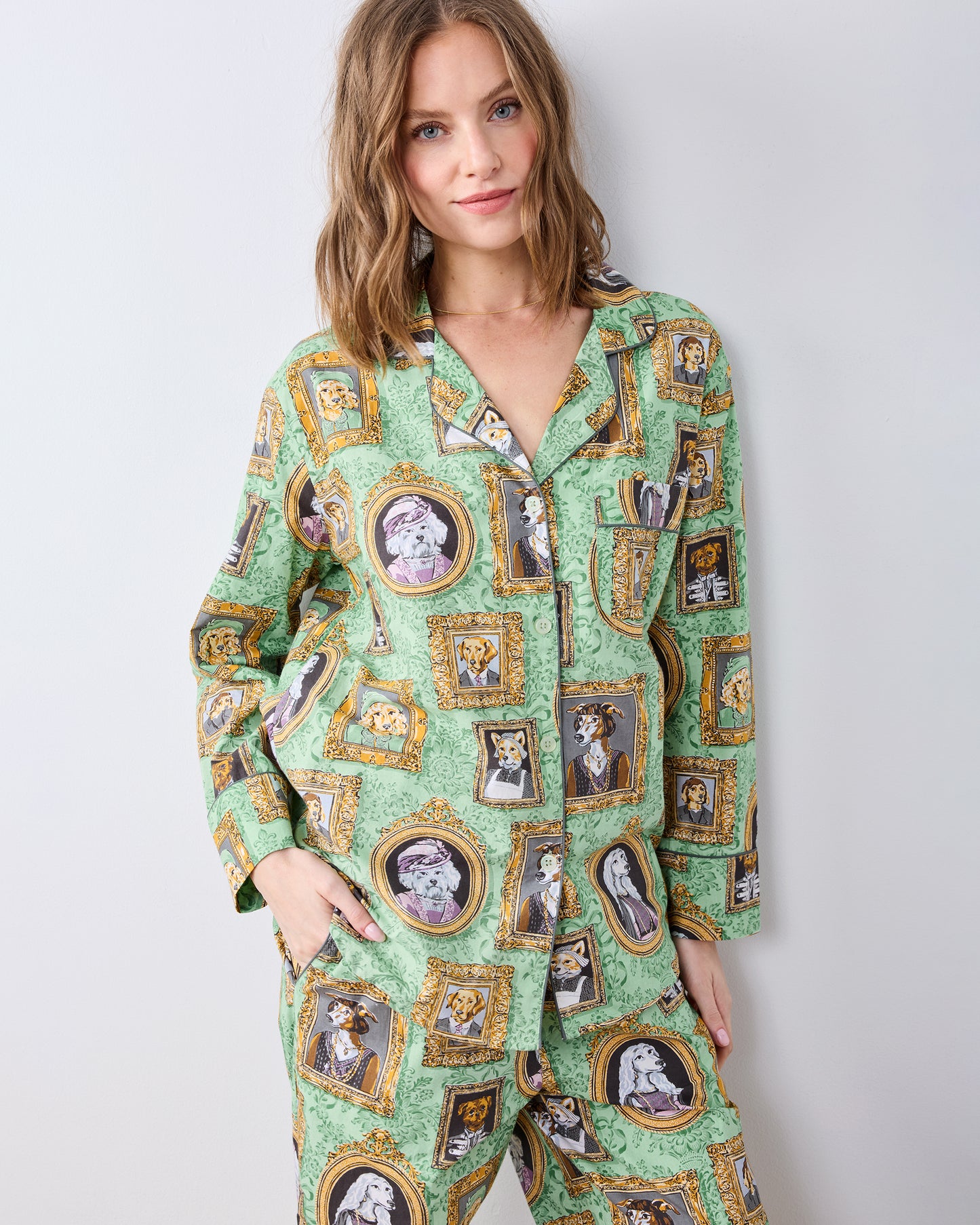 PF + Downton Abbey: The Grande Finale | Dogton Abbey - Long PJ Set - Green - Printfresh