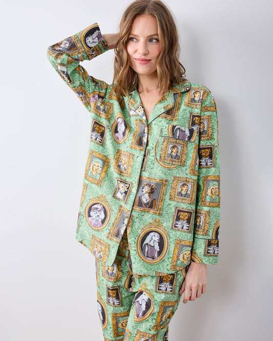 PF + Downton Abbey: The Grande Finale | Dogton Abbey - Petite Long PJ Set - Green - Printfresh