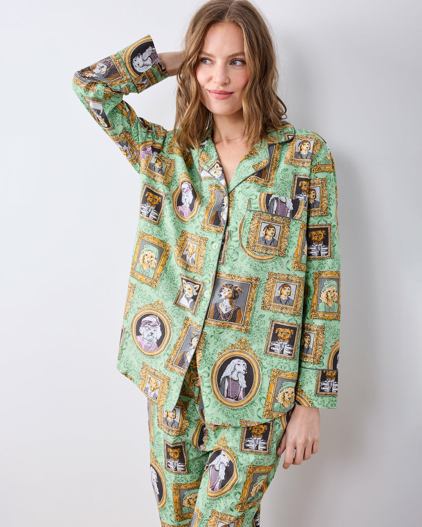 PF + Downton Abbey: The Grande Finale | Dogton Abbey - Petite Long PJ Set - Green - Printfresh