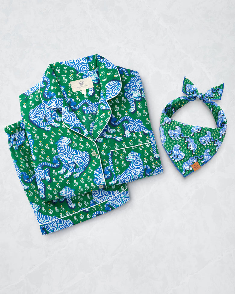 PF x The Foggy Dog Tiger Queen - Short Set & Dog Bandana Bundle - Multi - Printfresh