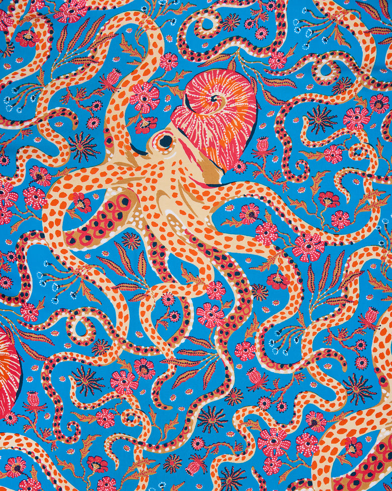 Octopus Isle - Eco Satin Robe - Ocean Eyes - Printfresh