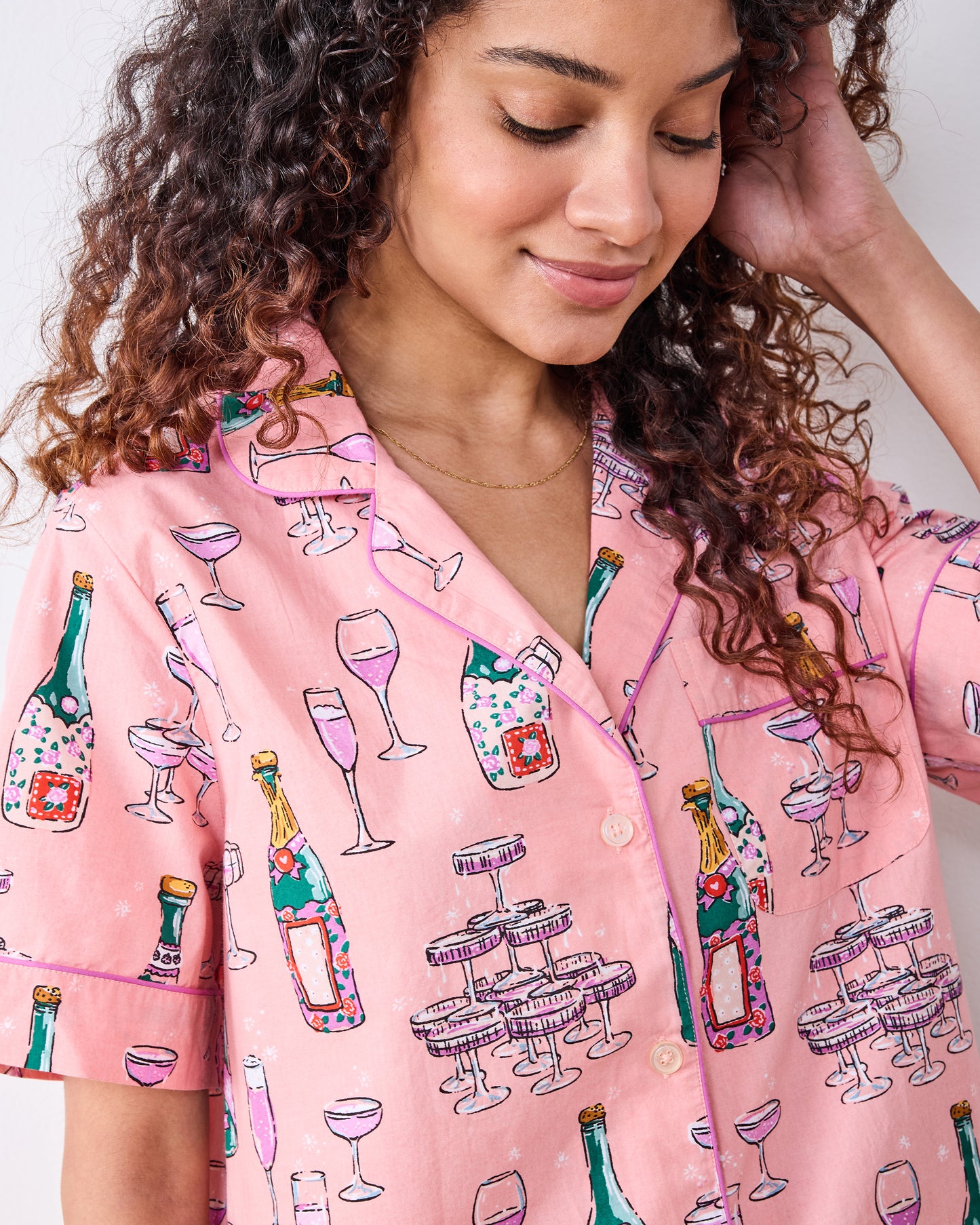 Champagne Tower - Short PJ Set - Peach Fizz - Printfresh