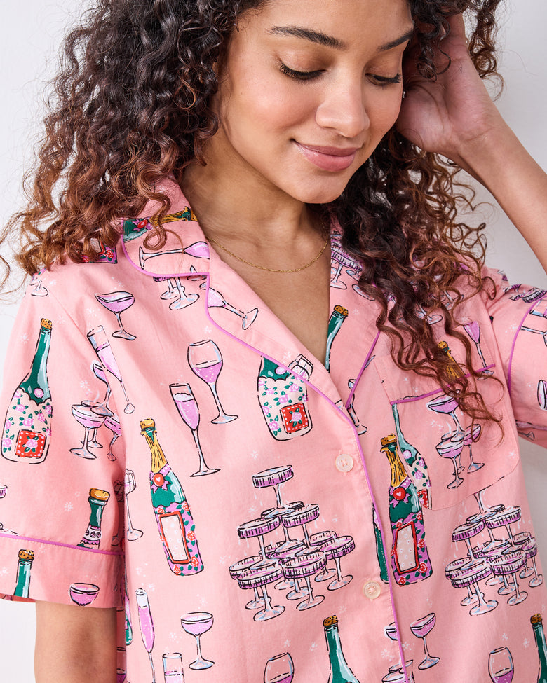 Champagne Tower - Short PJ Set - Peach Fizz - Printfresh