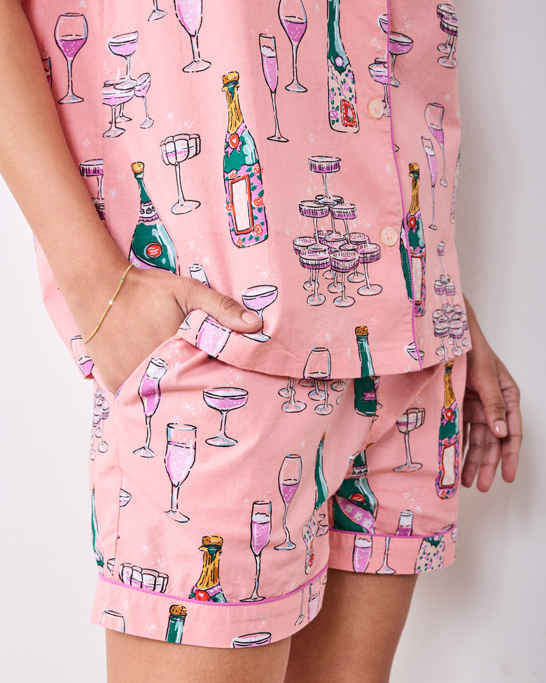 Champagne Tower - Short PJ Set - Peach Fizz - Printfresh
