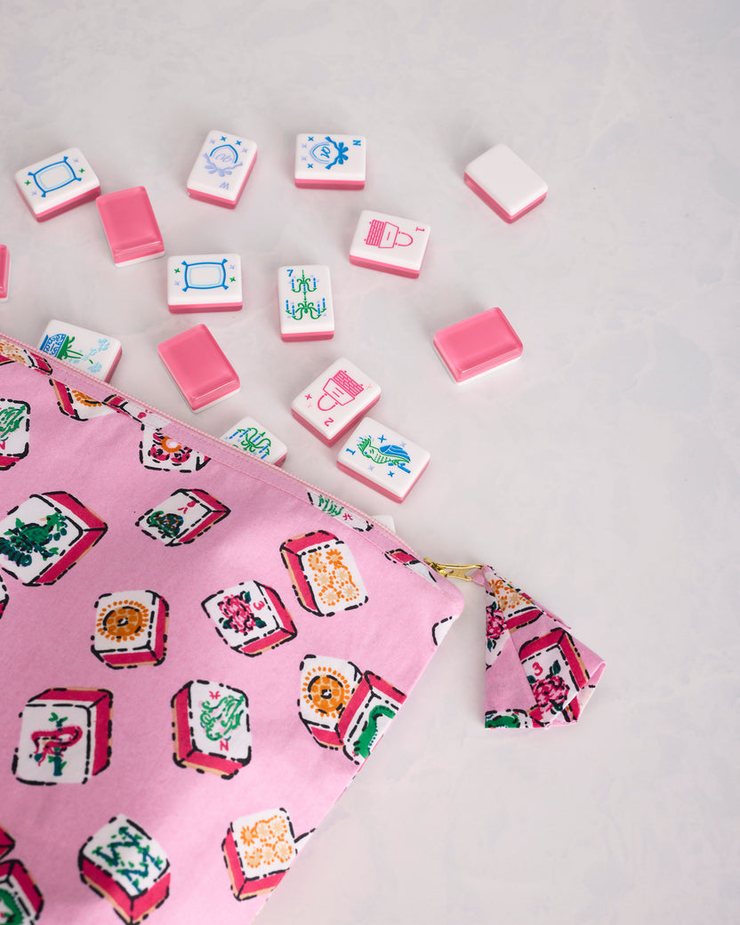 Lucky Tiles - The Essentials Pouch - Peony Pink