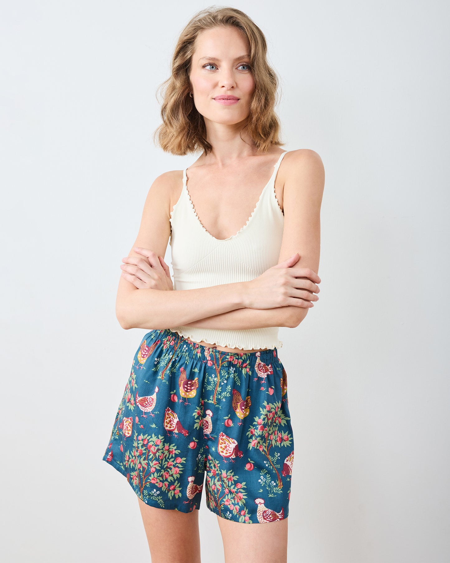 Hen House - Eco Satin Boyfriend Boxer - Navy - Printfresh