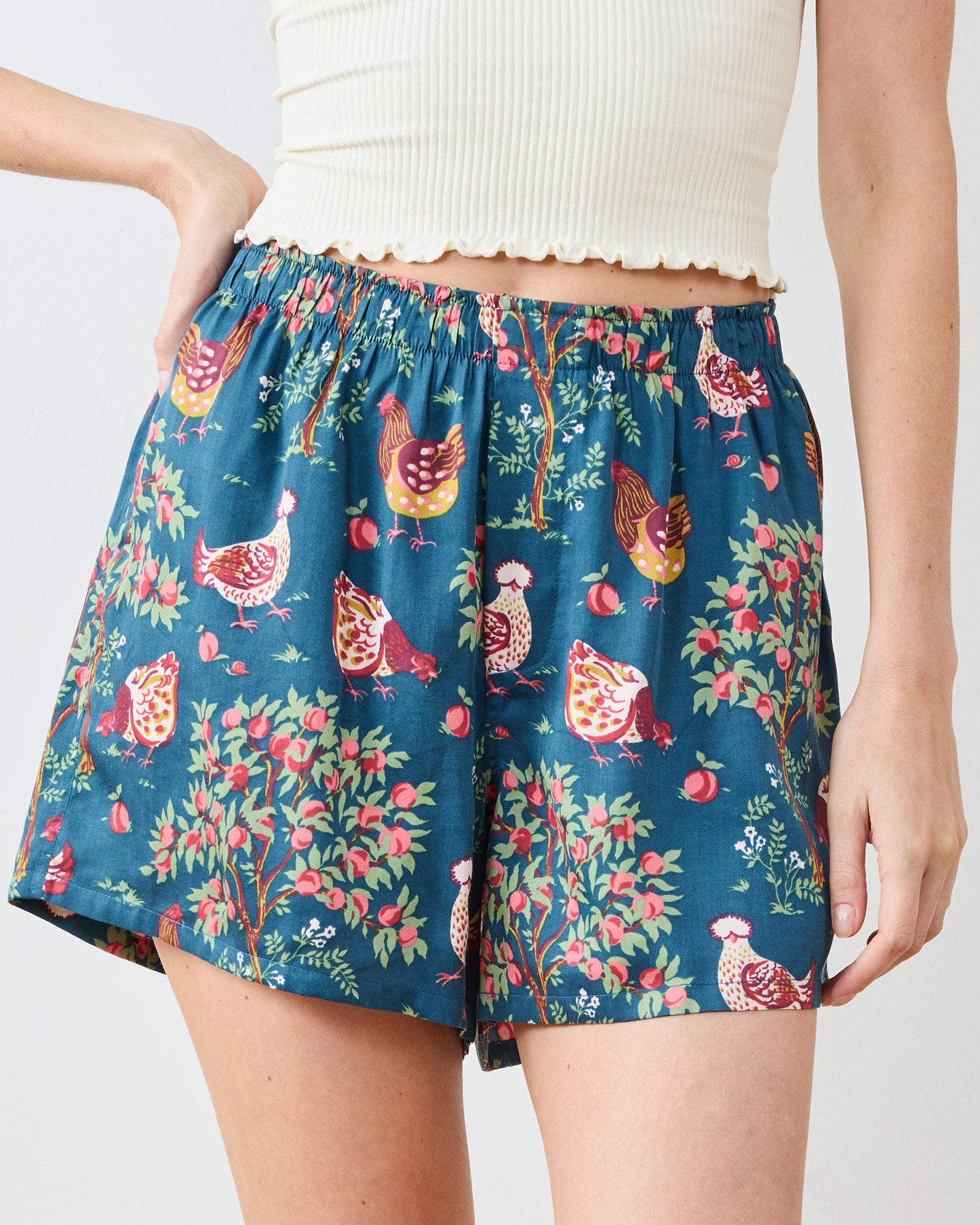 Hen House - Eco Satin Boyfriend Boxer - Navy - Printfresh