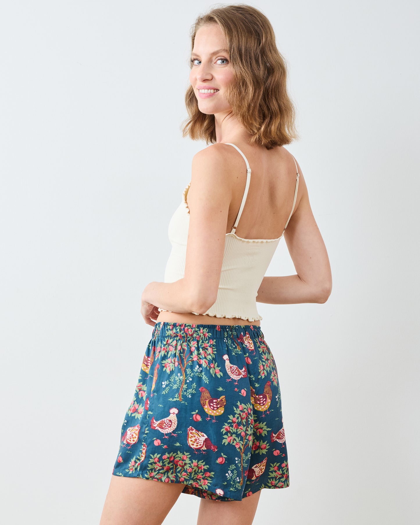 Hen House - Eco Satin Boyfriend Boxer - Navy - Printfresh