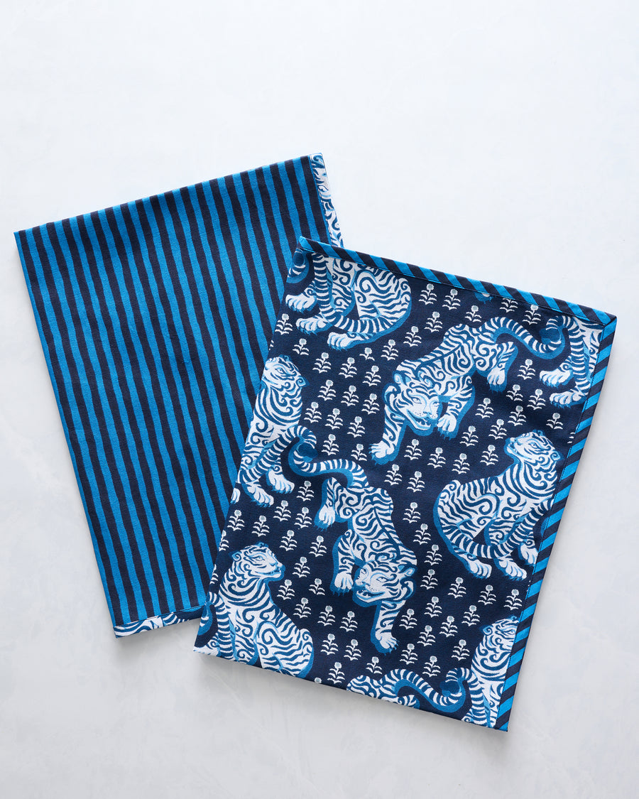 Tiger Queen - Set of 2 Tea Towels - Indigo - Printfresh