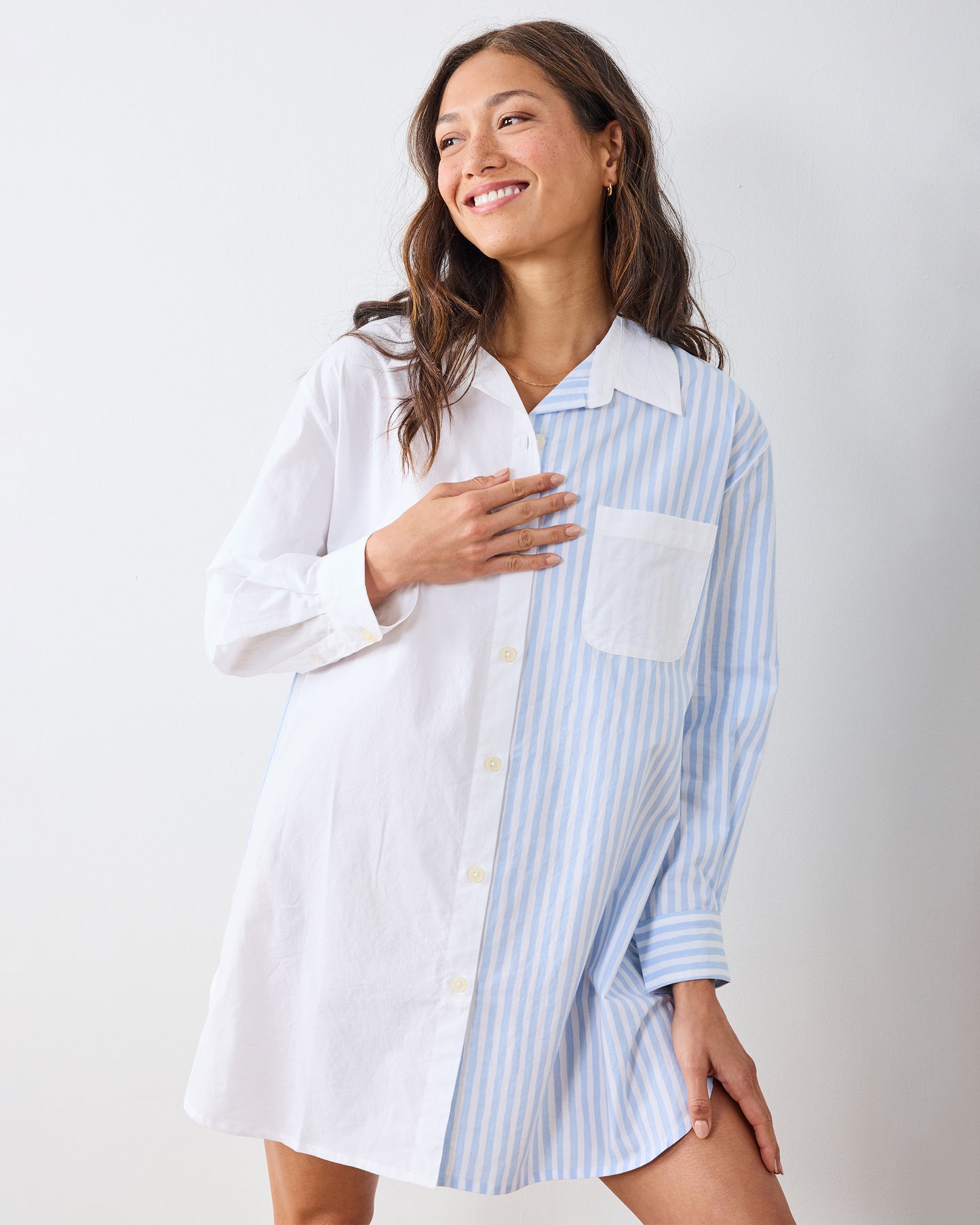 Weekend Stripes - Everyday Button Down - Blue Skies - Printfresh