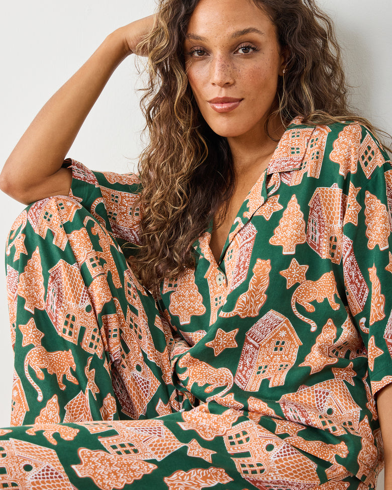 Gingerbread Party - Eco Satin Wildest Dreams Set - Hunter Green - Printfresh