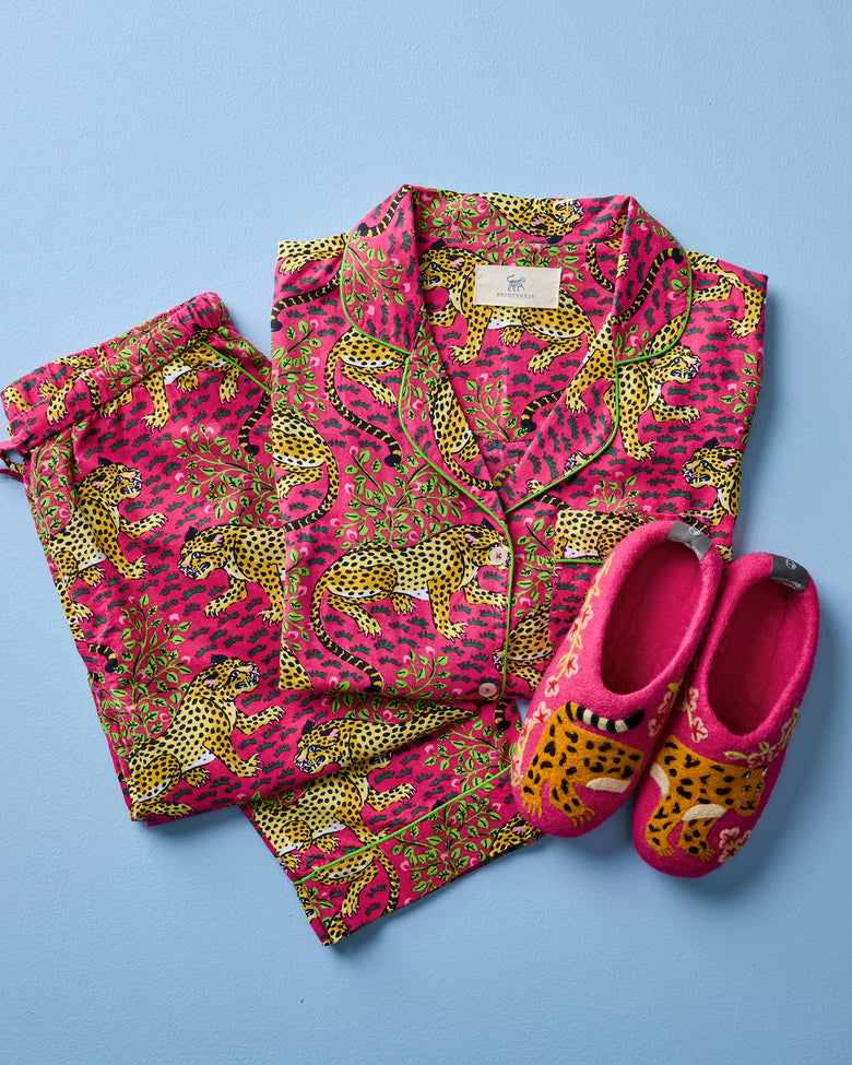 French Knot X PF - Bagheera Slipper - Hot Pink - Printfresh