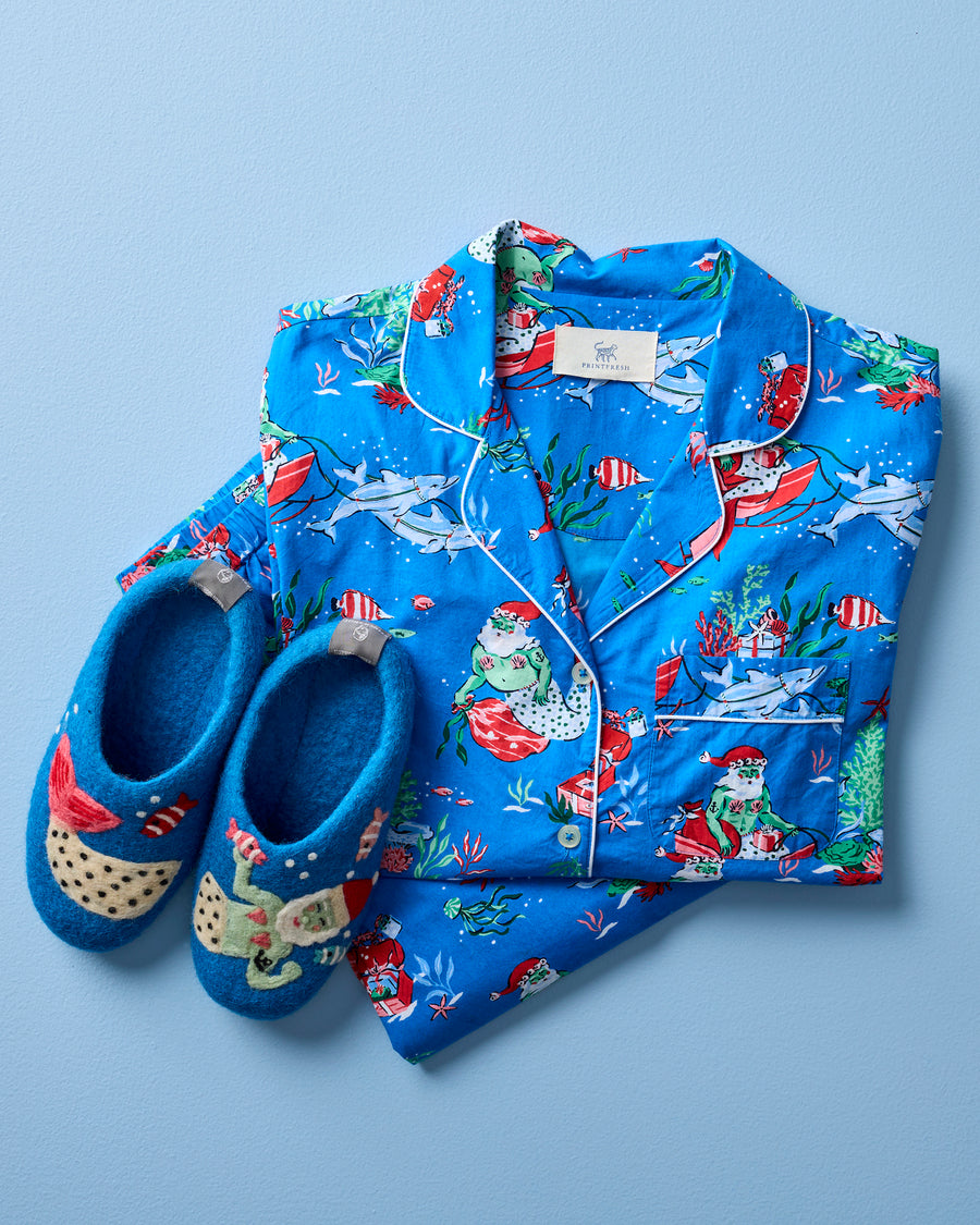 French Knot X PF - Merry Mermen Slipper - Dolphin Tale - Printfresh