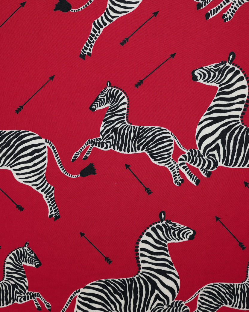 Zebras - Embroidered Velvet Eye Mask - Masai Red