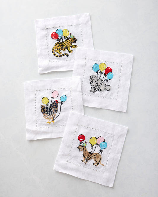 Birthday Bagheera - Cocktail Napkins Set of 4 - Pink Confetti - Printfresh