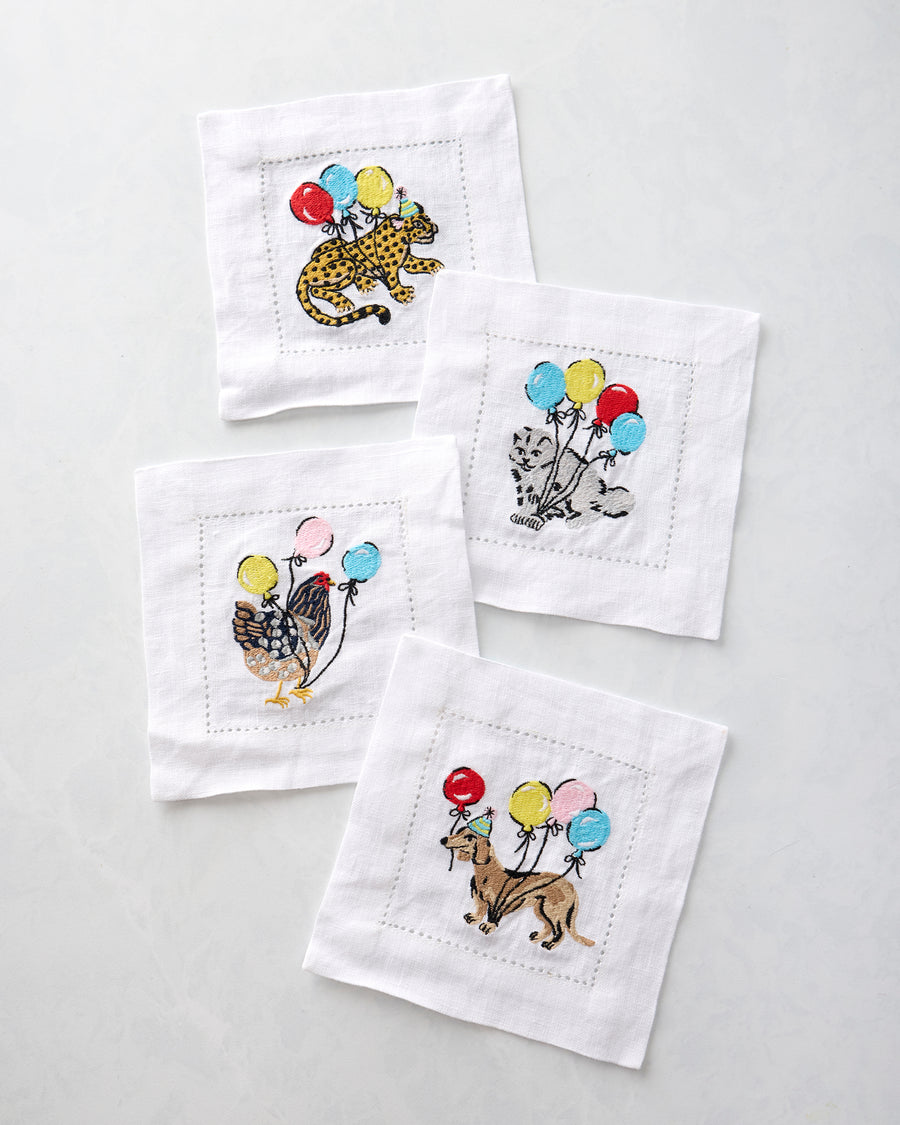 Birthday Bagheera - Cocktail Napkins Set of 4 - Pink Confetti - Printfresh