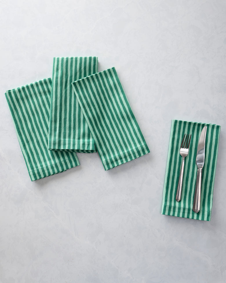 Painted Stripe - Print Napkins Set of 4 - Sage - Printfresh