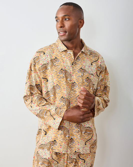 Bagheera - Men's Lightweight Flannel Long PJ Set - Tobacco - Printfresh