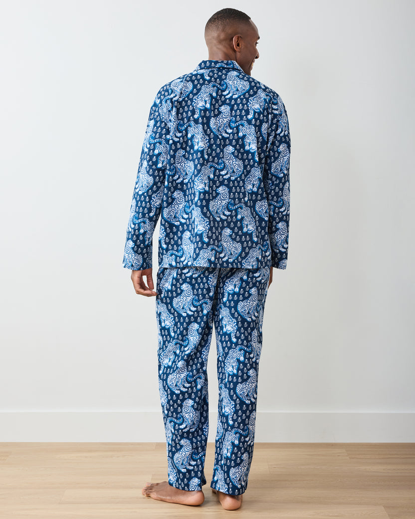 Tiger Queen - Men's Lightweight Flannel Long PJ Set - Indigo