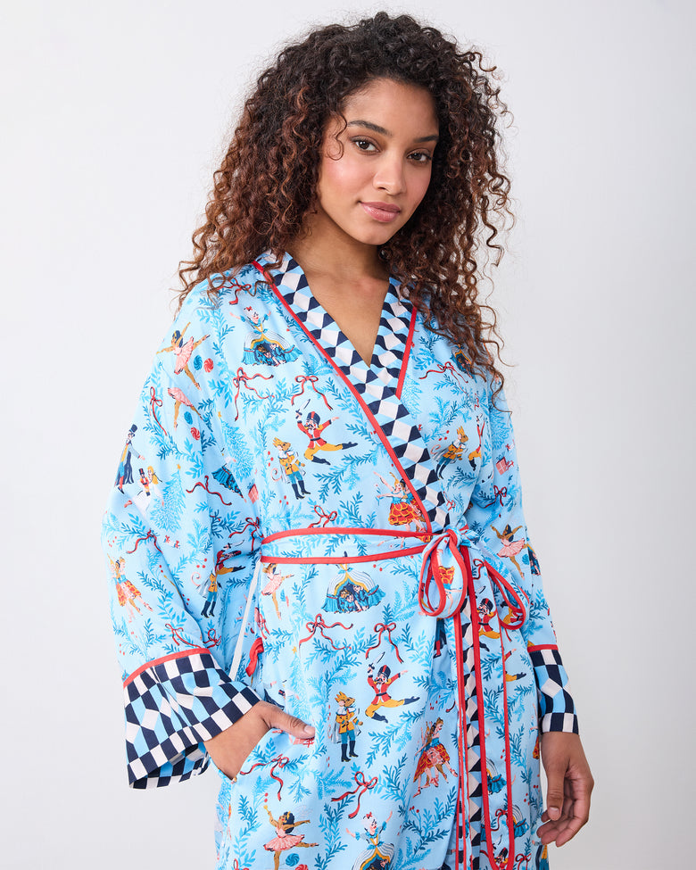 Nutcracker Dreams - Eco Satin Robe - Blue Slipper - Printfresh