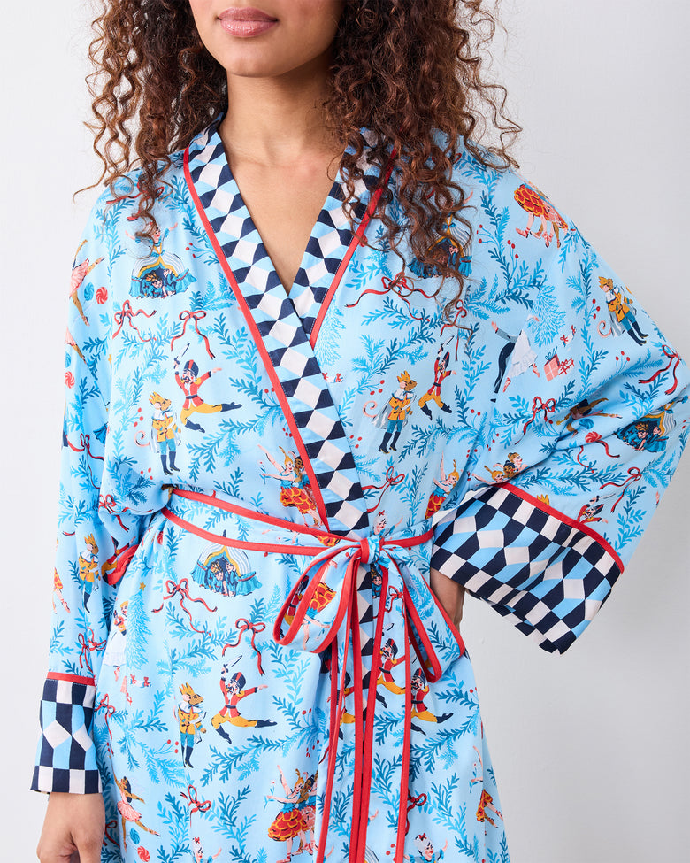 Nutcracker Dreams - Eco Satin Robe - Blue Slipper - Printfresh