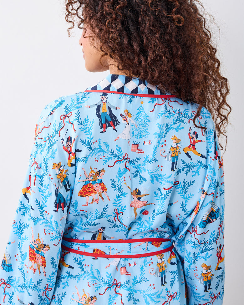 Nutcracker Dreams - Eco Satin Robe - Blue Slipper - Printfresh