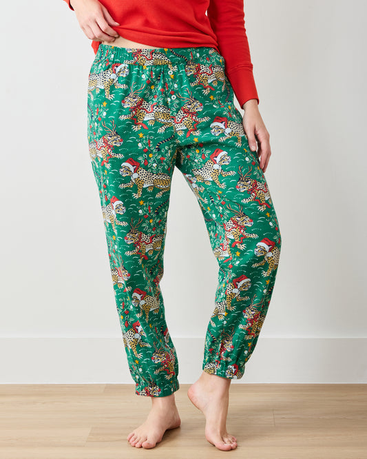 Very Merry Bagheera - Lightweight Flannel Joggers - Mistletoe - Printfresh