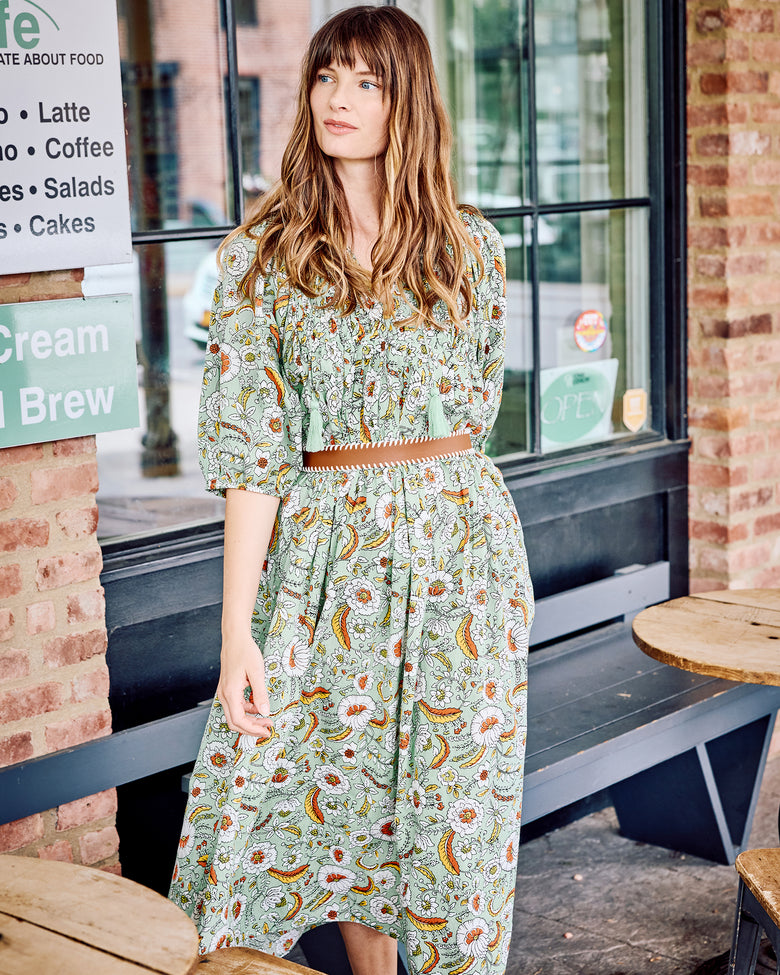 India Bloom - Artifact Dress - Sage - Printfresh